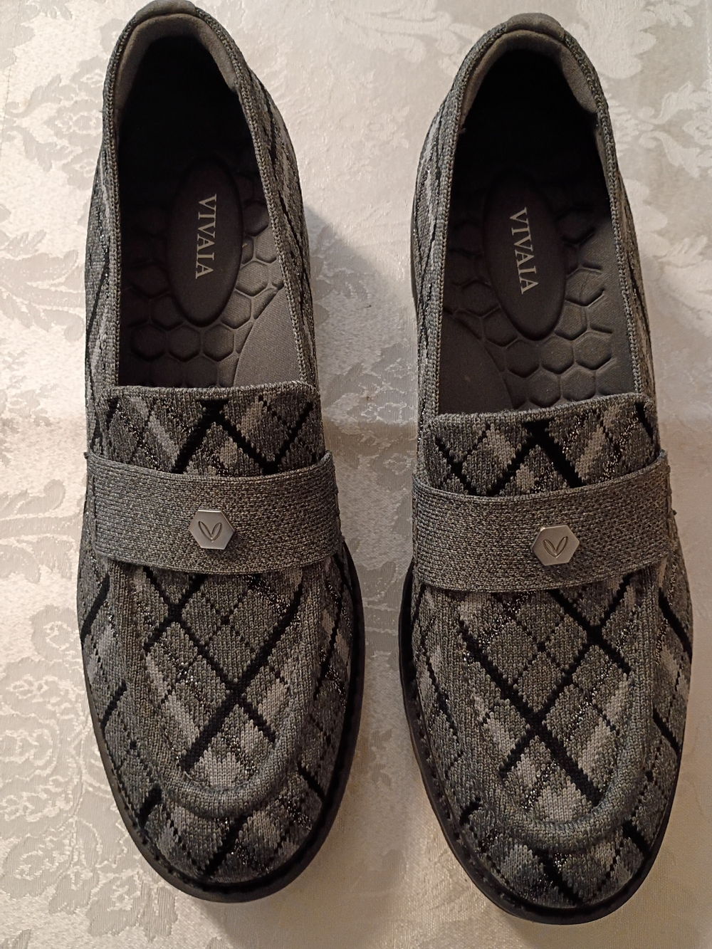 VIVAIA Francesca Grey Platform Chunky Heel Penny Loafers Women's 41/US 9.5